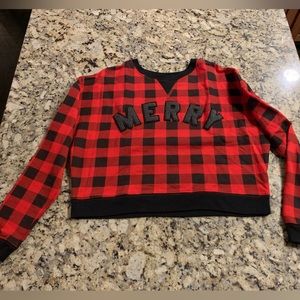 3/$25 ✨ Buffalo Plaid MERRY Christmas Light Sweatshirt Sz M